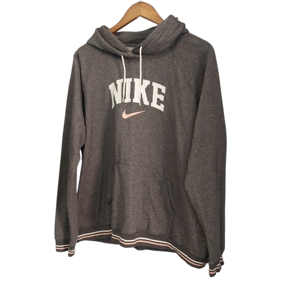 Nike Sportswear Varsity Fleece Grey Pullover Hoodie Womens Size XXL Pink Swoosh - Picture 3 of 10